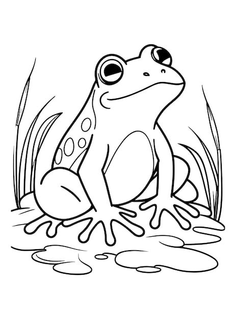 Premium Vector | Frog Coloring Page line art Illustration and vector art