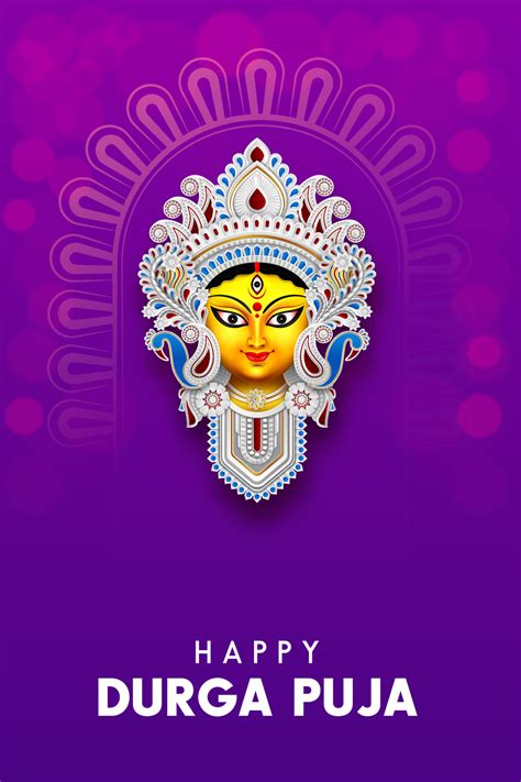 goddess durga face illustration happy durga puja banner social media post template design ...