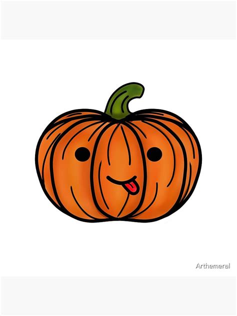 "Cute Halloween Pumpkin Drawing 1- White Background" Metal Print for Sale by Arthemeral | Redbubble