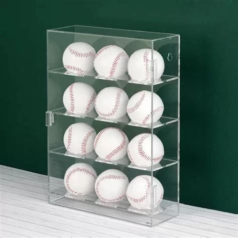 Acrylic Baseball Display Case Cabinet Wall Mounted For 12 Baseballs ...