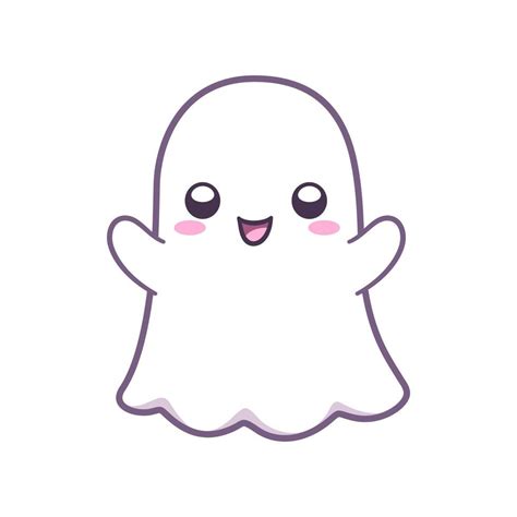 Kawaii cute ghost clipart doodle element. Happy Halloween ghost cartoon ...