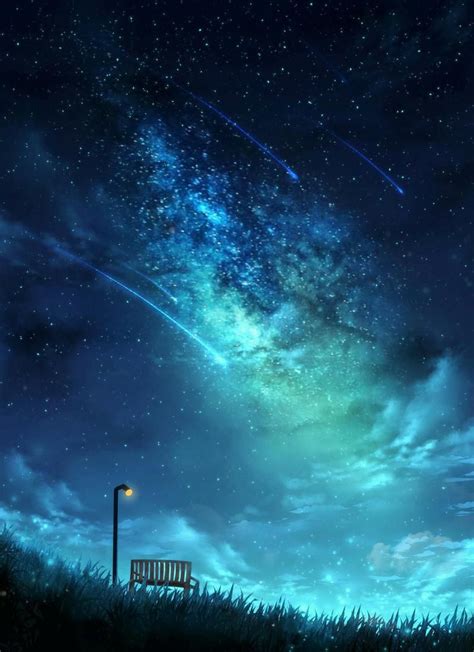 Wallpaper Day | starry sky, bench, lantern, stars, night, art for HD, 4K Wallpaperday for ...