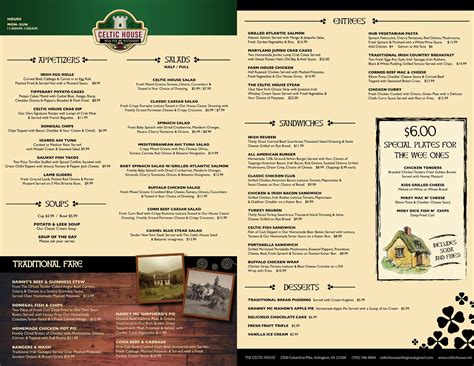 Menu at The Celtic House Irish Pub & Restaurant, Arlington