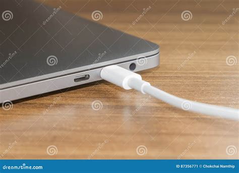 USB Type-C Port and Cable`s White of Laptop and New Port Stock Image - Image of computer, data ...