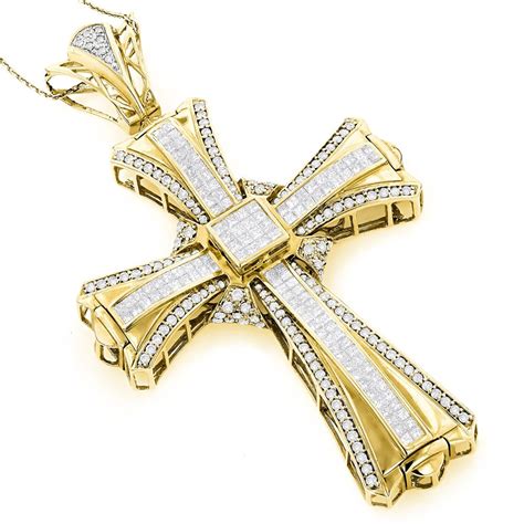 14K Gold Mens Diamond Cross Pendant 7.75ct | Diamond cross pendants ...