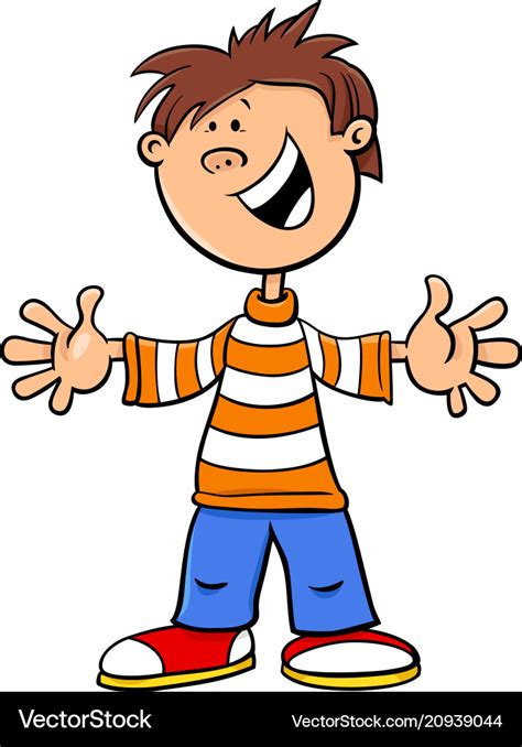 Funny kid boy character cartoon Royalty Free Vector Image