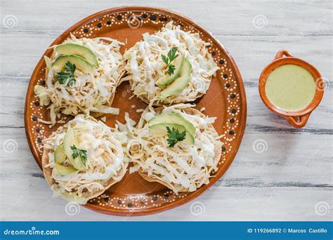 Tostadas Mexicanas De Pollo Mexican Food in Mexico Stock Photo - Image of comida, food: 119266892