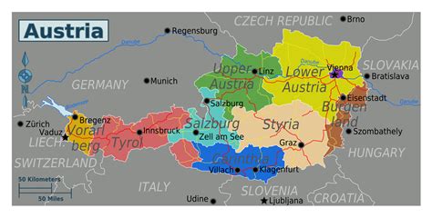 Large regions map of Austria | Austria | Europe | Mapsland | Maps of the World