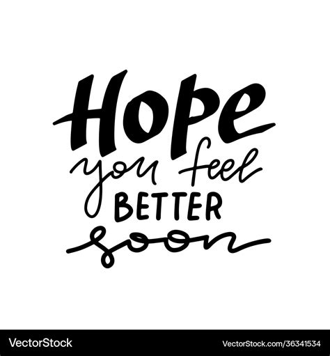 Hope you feel better soon - handwritten greeting Vector Image