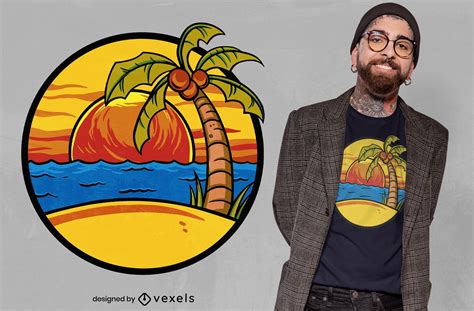 Summer Beach Sunset T-shirt Design Vector Download