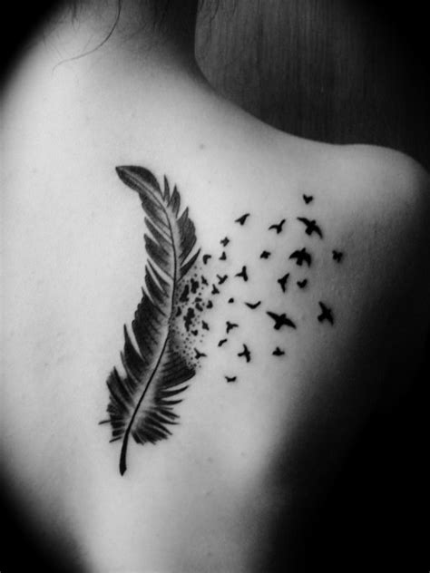 Black and white feather birds tattoo - Tattooimages.biz