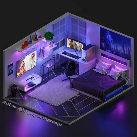 #repost Bedroom Gaming Setup, Gamer Bedroom, Computer Gaming Room, Bedroom Games, Room Design ...