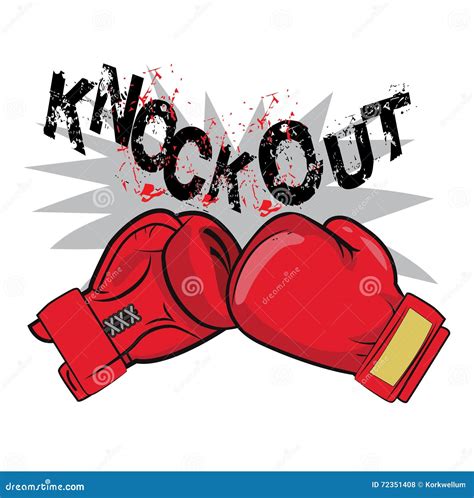 Boxing Gloves and Text Knock Out. Boxing Emblem Label Badge T-Shirt Design Boxing Fight Theme ...