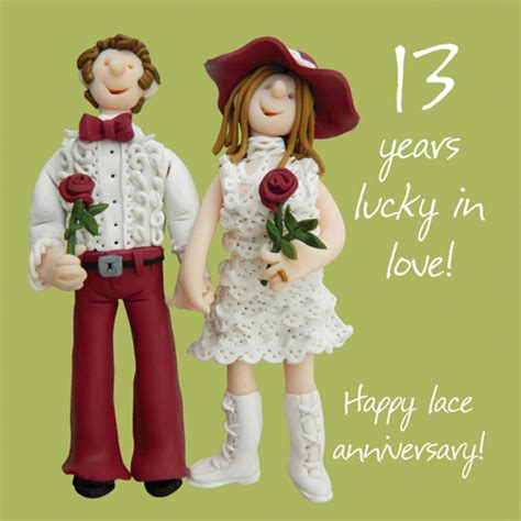 Happy 13th Lace Anniversary Greeting Card One Lump or Two | Cards ...