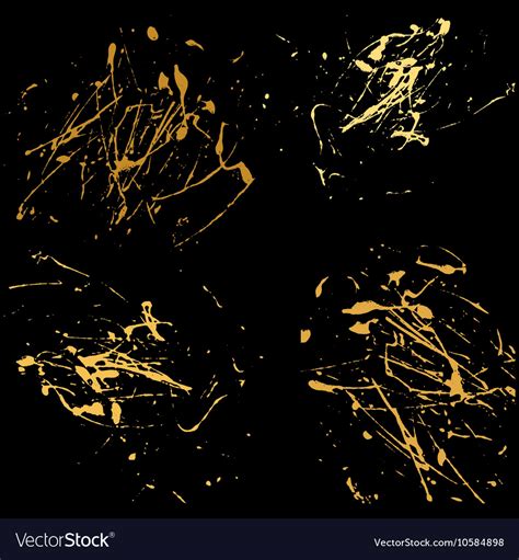 Gold splatter paint abstract on black background Vector Image