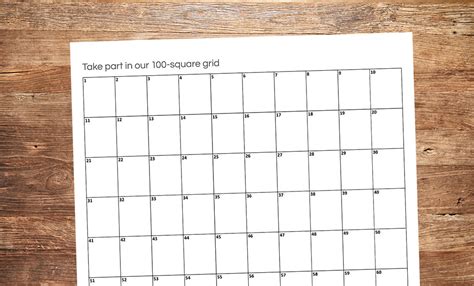 Printable 100 Square Raffle Board Template