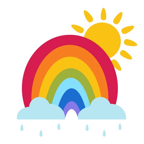 arco iris brillante con sol y nubes con lluvia 9330744 Vector en Vecteezy