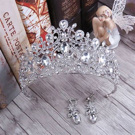 Aliexpress.com : Buy European Silver Plated Tiara Set Classic Crystal Quinceanera Crowns Wedding ...