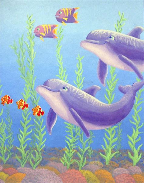 Kids Dolphin Mural Window Detail Painting by Tim Cornelius