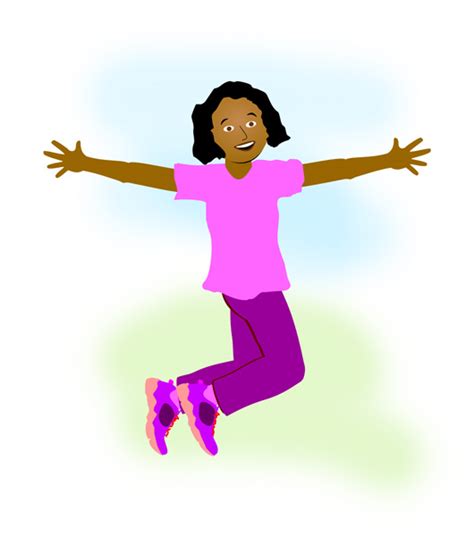 Cartoon Girl Jumping For Joy