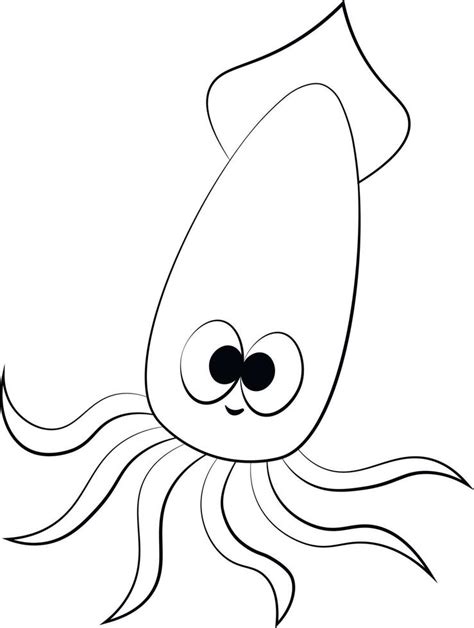 Cute cartoon Squid. Draw illustration in black and white 8095165 Vector Art at Vecteezy