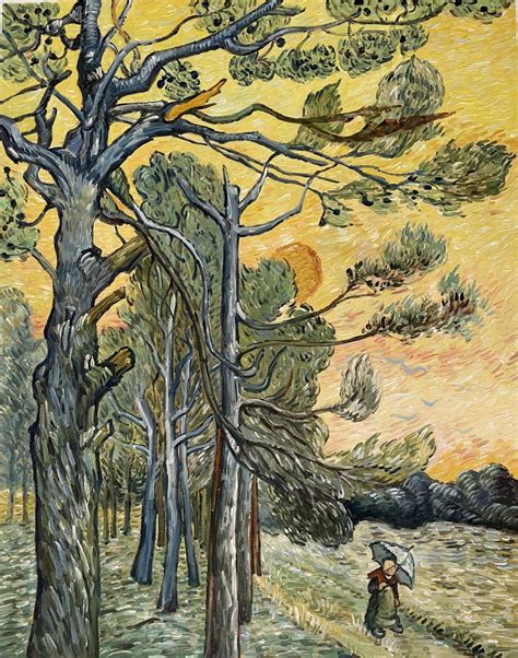 Pine Trees at Sunset Van Gogh reproduction | Van Gogh Studio