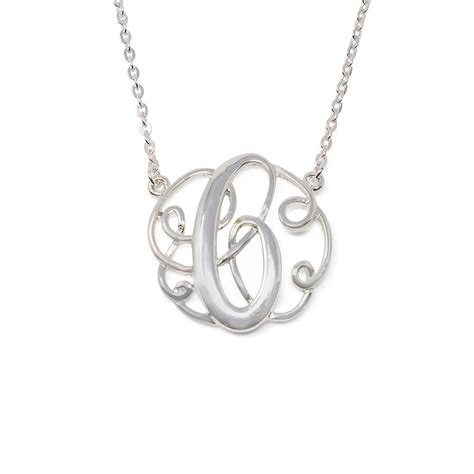 Monogram Initial Necklace C Silver Tone