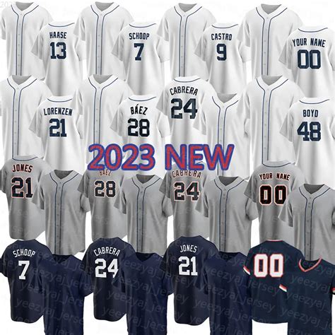 2023 Baseball Jerseys Man 28 Javier Baez Miguel Cabrera 8 Matt Vierling Matthew Boyd Jonathan ...