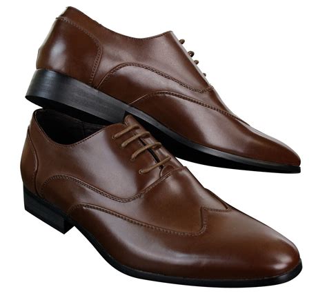 Mens Leather Laced Brogues Italian Designer Shoes Smart Formal Classic Retro: Buy Online - Happy ...