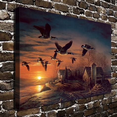 A759 Terry Redlin Canada Goose flock in flight .HD Canvas Print Home decoration Living Room ...