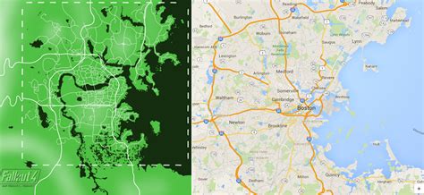 Fallout 4 Boston Map Vs Real Map - Map