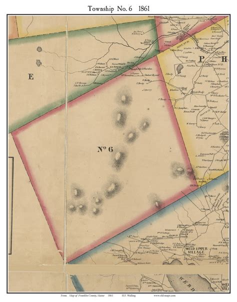 Township No. 6, Maine 1861 Old Town Map Custom Print - Franklin Co. - OLD MAPS