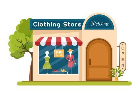 Fashion Clothing Store for Women Template Hand Drawn Cartoon Flat Illustration with Shopping ...