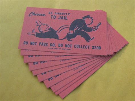 10 go to Jail Cards From Monopoly Go Directly to Jail chance Cards Funny Gag Gift Business Card ...