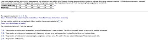 Solved The regression equation is hat(y)=+(,)x.(Round the | Chegg.com