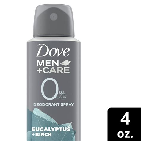 Dove Men+Care 0% Aluminum Deodorant Spray Eucalyptus & Birch Aluminum ...