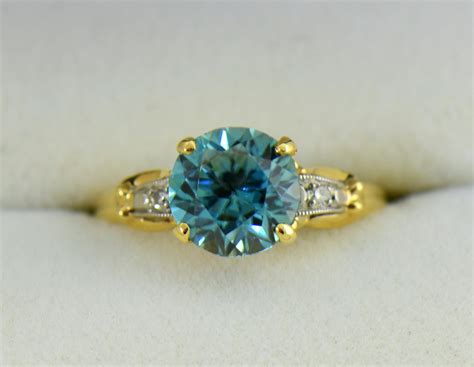 Retro Blue Zircon & Diamond Ring