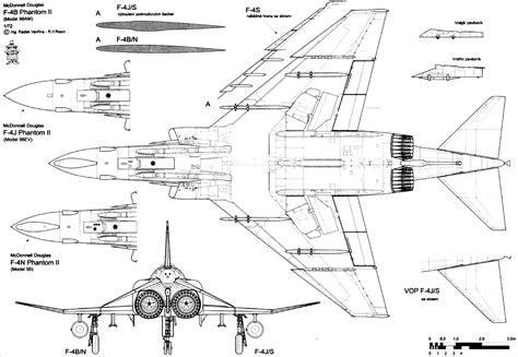 McDonnell Douglas F-4 Phantom II Blueprint - Download free blueprint for 3D modeling