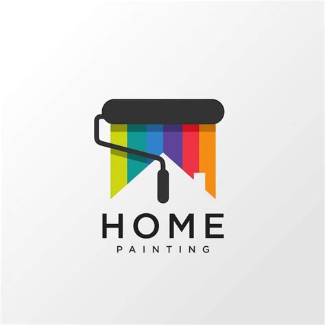 Premium Vector | Painting logo design with home concept rainbow color,