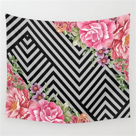 beautiful flowers geometric Wall Tapestry by Mark Ashkenazi | Society6