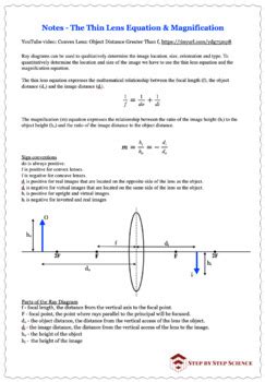 Optics: Thin Lens Equation & Magnification by Step by Step Science