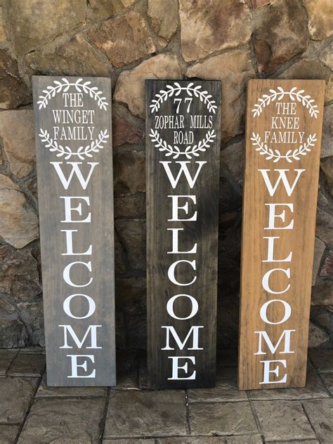 4' Welcome Family Vertical Outdoor Sign Family Name Front | Etsy | Porch welcome sign, Front ...