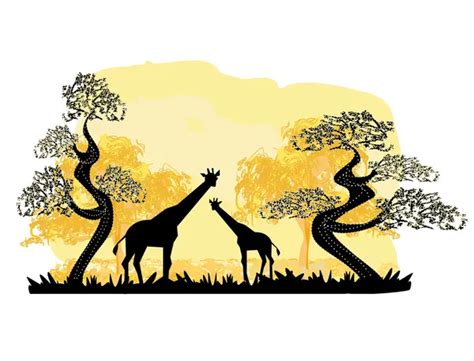 Giraffe silhouette Vector Art Stock Images | Depositphotos