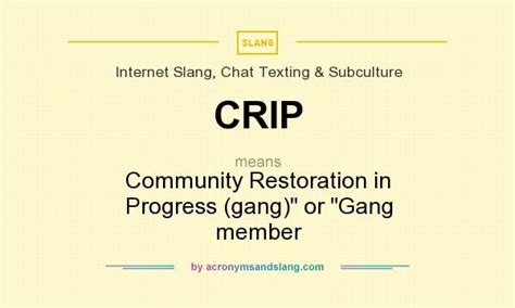 CRIP - Community Restoration in Progress (gang) or Gang member in ...