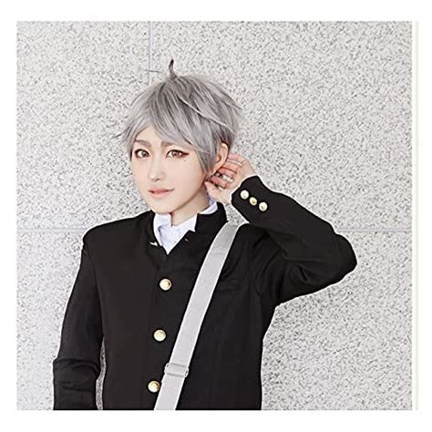 Amazon.com: Anime Cosplay Wig Haikyuu!! Sugawara Koushi Cosplay Wig Short Gray High Temperature ...