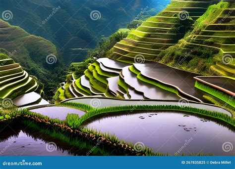 Banaue Rice Terraces in Hungduan Stock Illustration - Illustration of ...