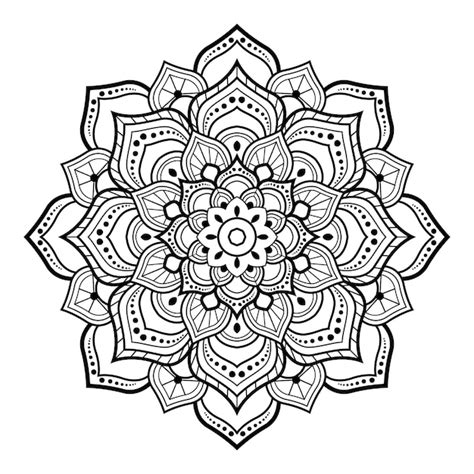 Premium Vector | Circular pattern black and white floral ornamental mandala outline for coloring ...