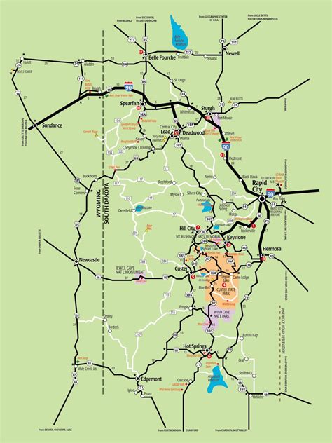 Black Hills Area Map | Area map, Black hills, Map