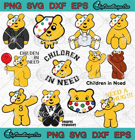 Pudsey Bear Children In Need 2022 SVG, Pudsey Bear Bundle SVG PNG EPS DXF PDF, Cricut File ...