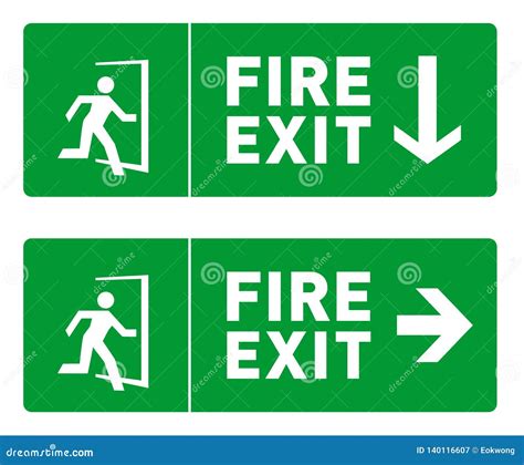 Emergency Fire Exit Sign Designs - Safety Signs and Symbols Stock Vector - Illustration of arrow ...